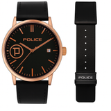 Police Watch – Elegant Design with Date Display | Leather Strap | Quartz Movement | Water Resistant - Brown Strap with White Dial