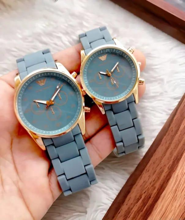 Elegant Couple Watch Set | Matching Men’s & Women’s Wristwatches | Stylish Analog Timepieces for Couples – 2 Pc Gift Set grey