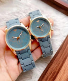 Elegant Couple Watch Set | Matching Men’s & Women’s Wristwatches | Stylish Analog Timepieces for Couples – 2 Pc Gift Set grey