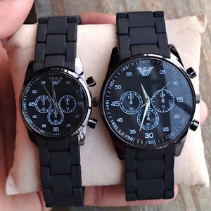 Elegant Couple Watch Set | Matching Men’s & Women’s Wristwatches | Stylish Analog Timepieces for Couples – 2 Pc Gift Set grey